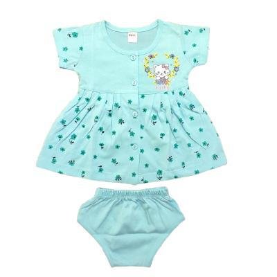 Pink Baby Girl's Font Open Frock With Panty (Sky Blue) PACK OF 1