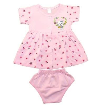 Pink Baby Girl's  Fornt Open Frock With Panty (Baby Pink) PACK OF 1