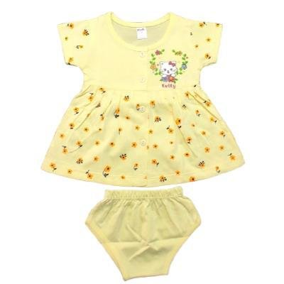 Pink Baby Girl's Front Open Frock With Panty (Lemon Yellow) PACK OF 1