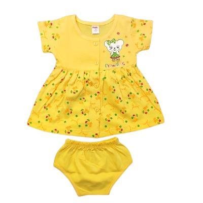 Pink Baby Girl's Front Open Frock With Panty (Yellow) PACK OF 1