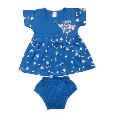 Pink Baby Girls Fornt Open  Frock With Panty(Neavy Blue)PACK OF 1