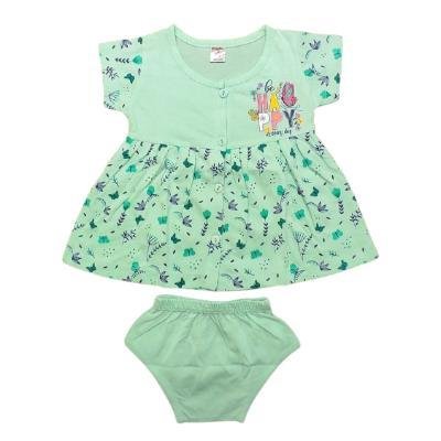 Pink Baby Girl's Front Open Frock With Panty (Sea Green) PACK OF 1