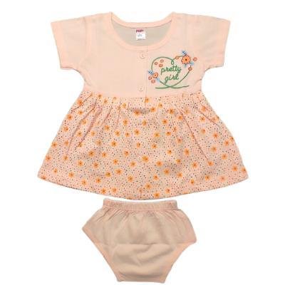 Pink Baby Girl's Back Side Open Frock With Panty (Baby Pink,Lemon Yellow,Peach) PACK OF 3