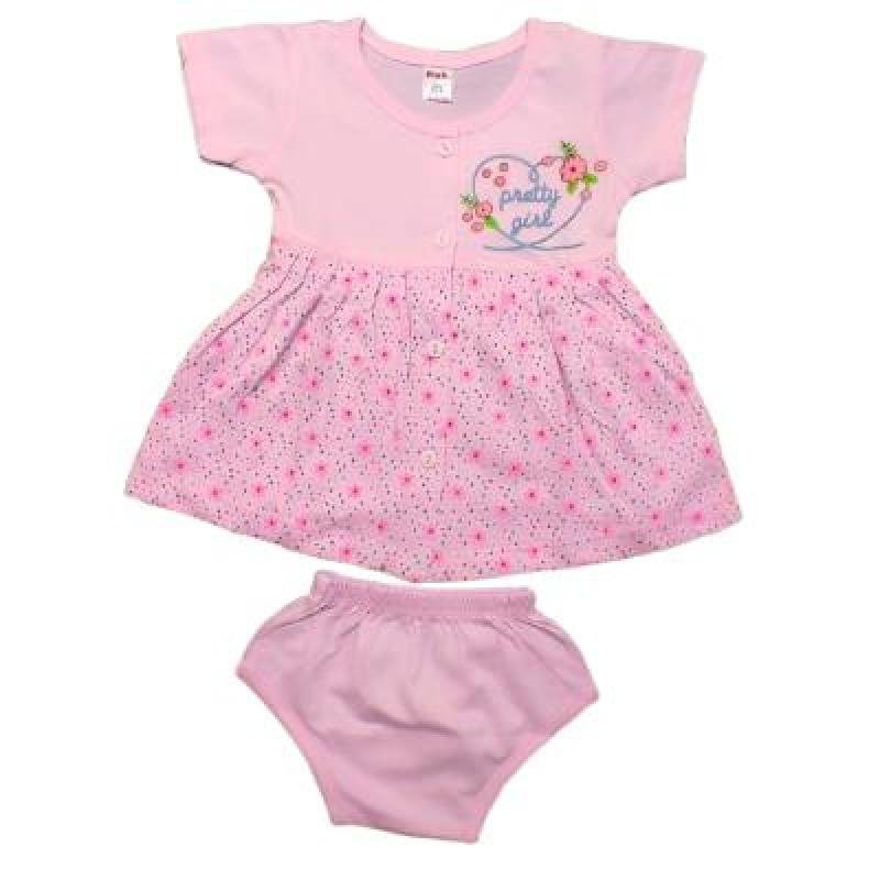 Pink Baby Girl's Back Side Open Frock With Panty (Baby Pink,Lemon Yellow,Peach) PACK OF 3