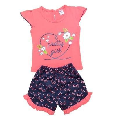 Pink Baby Girl's Back Side Open Top with Shorts (Pink,Neavy Blue) PACK OF 1