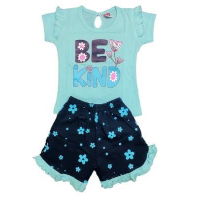 Pink Baby Girl's Back Side Open Top with Shorts (Sky Blue,Neavy Blue) PACK OF 1
