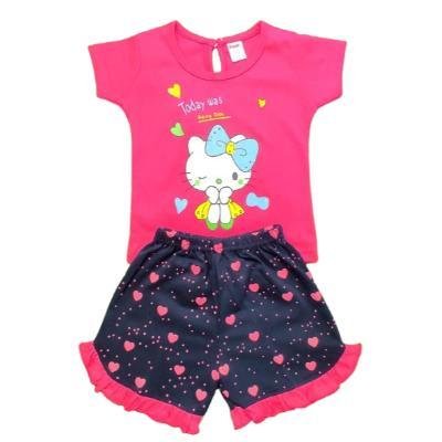 Pink Baby Girl's Back Side Open Top with Shorts (Dark Pink,Neavy Blue) PACK OF 1