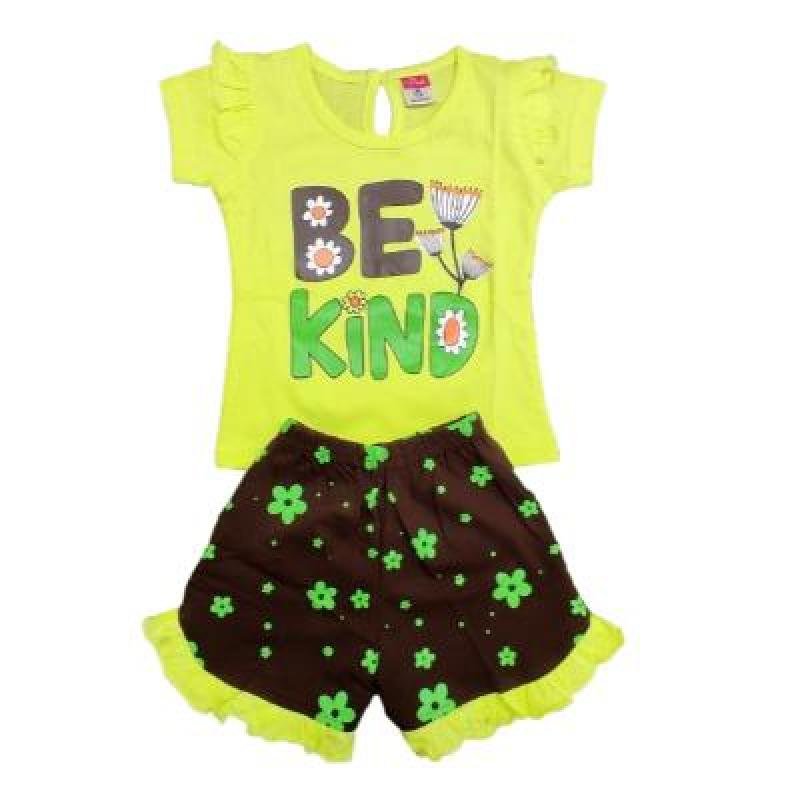 Pink Baby Girl's Back Side Open Top with Shorts (Green,Black) PACK OF 1