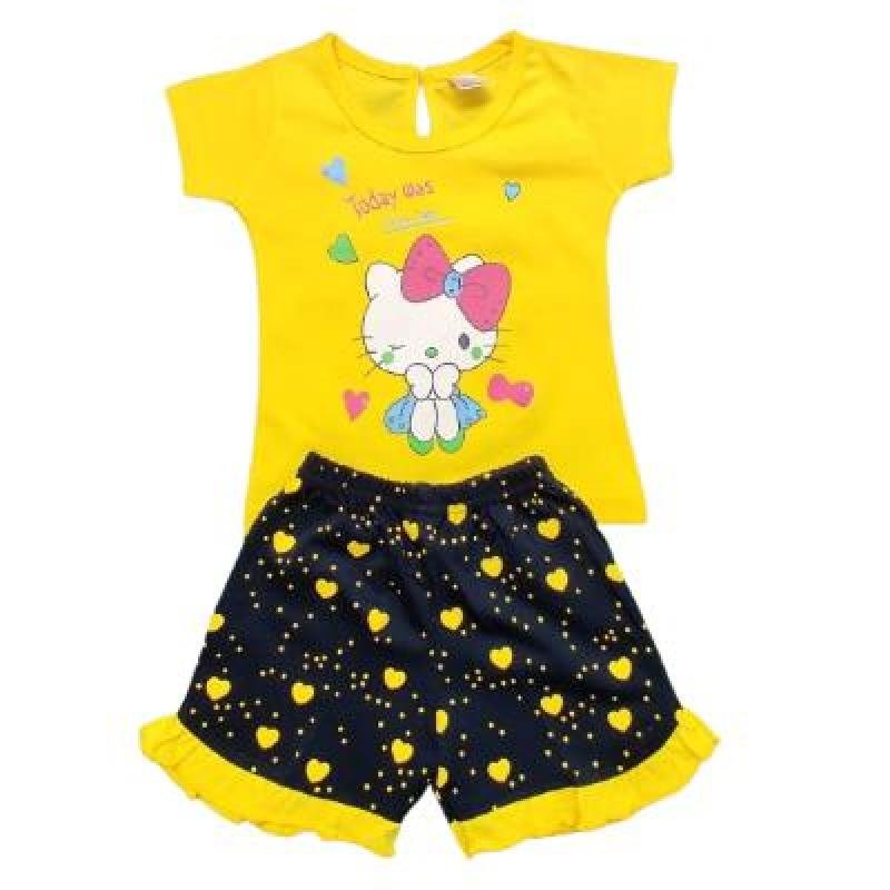 Pink Baby Girl's Back Side Open Top with Shorts (Yellow,Neavy Blue) PACK OF 1