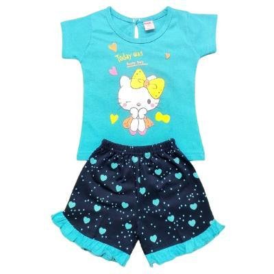 Pink Baby Girl's Back Side Open Top with Shorts (Sky Blue,Neavy Blue) PACK OF 1