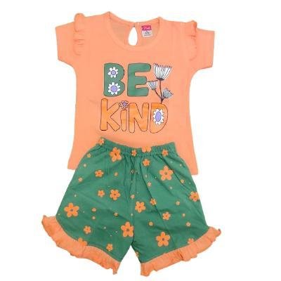 Pink Baby Girl's Back Side Open Top with Shorts (Peach,Green) PACK OF 1