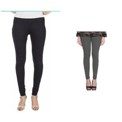MADONA Full Lenth Western Wear Leggins (Solid) Black & Grey Pack of 2