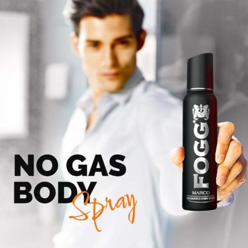 Fogg Marco No Gas Deodorant for Men, Long-Lasting Perfume Body Spray, Black 120 ml(Pack Of 1)
