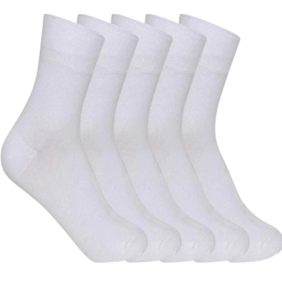 Boys & Girls Solid Calf Length White 100% Cotton Socks  (Pack Of 1)