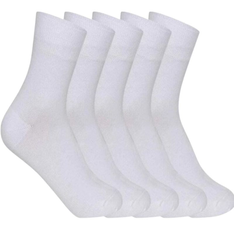 Boys & Girls Solid Calf Length White 100% Cotton Socks  (Pack Of 1)